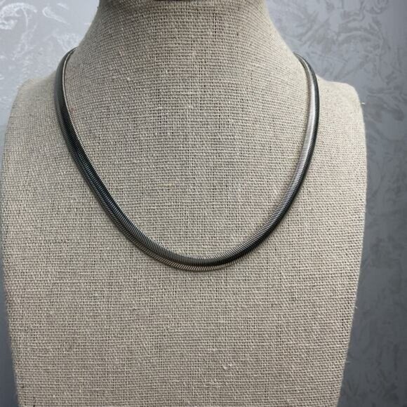 Silver Snake Chain Necklace Adjustable Length With Lobster Clasp - Picture 1 of 6